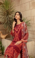Shirt Embroidered Print front chiffon 1.4M Print Chiffon back +sleeves 2M Embroidered Front Daman Patti 1M Inner Shirt 2.25M  Trouser     Raw Silk Trouser 2.5 M  Dupatta Embroidered Printed Chiffon Dupatta 2.5 M