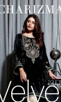 Ready To Wear Plain Velvet Fabric Embroidered Shirt With Indain Lace On Both Sleeve's & Front Daaman And Cotton Tilla Jequared Side SlitStaight Trouser