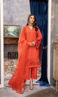 Shirt Embroidered Karandi Front 1.4M Embroidered Karandi Sleeves 26 inches Karandi back 1.4M Embroidered Front Daman Patti 1M  Trouser Embroidered Karandi Trouser 2.5M  Dupatta Embroidered Luxury Organza Dupatta 2.5 M Embroidered Dupatta Patti 8M