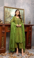 Shirt Embroidered Karandi Front 1.4M Embroidered Karandi Sleeves 26 inches Karandi back 1.4M  Trouser Karandi Trouser 2.5M  Dupatta Embroidered Luxury Organza Dupatta 2.5 M Embroidered Dupatta Patti 8M