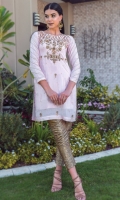 Premium rawsilk shirt embellished with handwork of kora sequins crystals and pearls paired up with jamawar pants