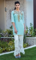 Raw Silk shirt embellished with handwork of sequins kora 3D flowers and stones paired up with lace pants