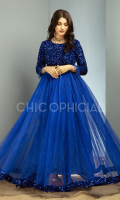 This Princess Pishwas is perfect for upcoming wedding events. Amalgam of Premium sequin velvet and net gathers makes it a voluminous classic pishwas with fur details on sleeves beautified with an embellished velvet belt which is studded with crystals stones...