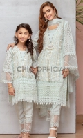 Premium merge of Chikankari Chiffon and qureshia with Chikan sleeves and Printix and Pleat details on organza border with laces embellished with handwork bunch Paired up with organza and lace detailed straight pants and chikan patch lace embellished chiffon dopatta