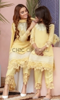 Premium chiffon shirt embellished with resham thread and mirror work with organza and qureshia detailing paired up with qureshia detailed ciggerate pants and organza and qureshia detailed dopatta with  resham and mirror work motif