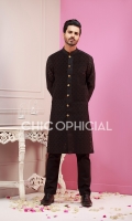 Premium Self Block sherwani kurta paired up with cotton trousers