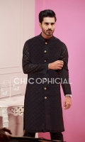 Premium Self Block sherwani kurta paired up with cotton trousers