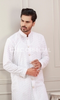 Premium Cotton Embroidered sherwani kurta paired up with cotton trousers
