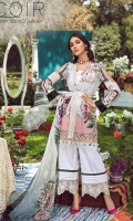 1.25 Yards Embroidered Printed Lawn Front 1 PC Embroidered Organza Front Motif 2.75 Yards Embroidered Organza Front Border 1.25 Yards Printed Lawn Back 0.75 Yard Printed Lawn Sleeves 2 PCS Embroidered Organza Sleeve Motif 1.50 Yards Embroidered Organza Sleeve Border 2.75 Yards Printed Dupatta 2.50 Yards Cambric Pants 1.50 Yards Embroidered Organza Pants 0.5inch Border 1.50 Yards Embroidered Organza Pants 1inch Border 1.50 Yards Embroidered Organza Pants Border