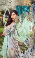 1.25 Yards Embroidered Printed Lawn Front 1PC Embroidered Organza Front Border 1.25 Yards Printed Lawn Back 0.75 Yard Printed Lawn Sleeves 2 PCS Embroidered Organza Sleeve Motif 2.75 Yards Printed Dupatta 8 Yards Embroidered Organza Dupatta Border