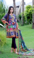 Digital Printed Shirt With Embroidered Front  Back Printed  Printed Crinkle Chiffon Duptta  Dyed Trouser