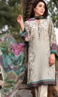 Front Embroidered 1.25 M Back Printed 1.25 M Sleeves Printed Printed Chiffon Dupatta 2.5 M Dyed Trouser 2.5 M