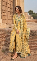 1 Sheesha Embroidered Front Yoke on Karandi 4 Sheesha Embroidered Panels on Karandi 1.1 meters Sheesha Embroidered Back on Karandi 0.65 meters Sheesha Embroidered Sleeves on Karandi 0.8 meters Daman Border for Back 2.5 meters Sheesha Embroidered Shawl on Karandi 2.5 meters Solid Dyed Cambric Pant