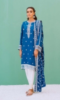 SHIRT FULLY EMBROIDERED A-LINE SHIRT WITH EMBELLISHED BUTTONS  DUPATTA MIRROR EMBROIDERED BORDERS SHAWL