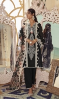 SHIRT (2.5M)  DYED EMBROIDERED FRONT AND SLEEVES  DIGITAL PRINTED BACK  TROUSER (2.5M)  DYED CAMBRIC TROUSER  DUPATTA (2.5M)  DIGITAL PRINTED & EMBROIDERED POLY AND ORGANZA DUPATTA