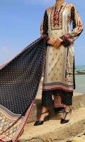 3.0 Meter Printed Cotton Shirt. 2.5 Meter Printed Lawn Dupatta. 2.5 Meter Dyed CottonTrouser.