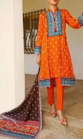 3.0 Meter Printed Cotton Shirt. 2.5 Meter Printed Lawn Dupatta. 2.5 Meter Dyed CottonTrouser.