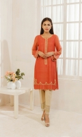 Crafted on khaddi net fabric this etheral rust embroidered kurta