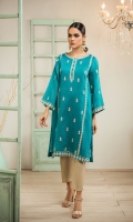 Crafted on cotton net fabric, with intricate embroidery on front shirt panel and subtle detailing on sleeves and daman