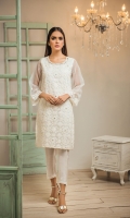 Crafted on Organza fabric this white embroidered kurta
