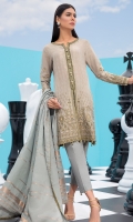 1.15M Embroidered Jacquard Front, 1.15M Dyed Jacquard Back. 0.65M Embroidered Jacquard sleeves, 2.5M Dyed Jacuqard Dupatta, 2M Dyed Trouser. Embroidered Tissue for Neckline