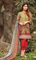 1.15m EMB Front 1.15m Printed Back 0.63 Embroidered Sleeves 2.5m Dyed Shalwar 2.5m Lawn Dupatta