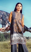 1.15m EMB front 1.15m printed back 0.63m printed sleeves 2.5m dyed Shalwar 2.5m silk Dupatta