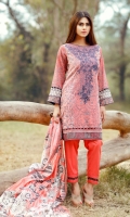 1.15m EMB front 1.15m printed back 0.63m printed sleeves 2.5m dyed Shalwar 2.5m lawn Dupatta
