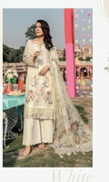 Embroidered Schiffli with Mirror Work Lawn Front = 0.65 meter Digital Printed Lawn Back = 1.25 meters Digital Printed Lawn Sleeves = 0.65 meter Dyed Cotton Trousers = 2.5 meters Embroidered Schiffli Lawn Panel= 0.35 meter Pure Chiffon Digital Printed Dupatta = 2.5 meters Embroidered Organza Border For Sleeves = 1.25 meters Embroidered Silk Border For Front Hem = 1 meter