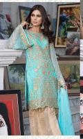 Embroidered chiffon front back and sleeves chiffon duppata jamawar troser and accessories