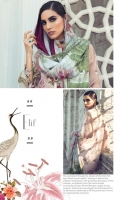 DIGITAL PRINTED DUPATTA (PURE SILK) 2.50 METERS EMBROIDERED SHIRT FRONT (POLY NET) 1.30 METERS EMBROIDERED SHIRT BACK (POLY NET) 1.30 METERS EMBROIDERED SLEEVES (POLY NET) 0.60 METERS EMBROIDERED NECKLINE (POLY NET) 1 PIECE EMBROIDERED RUNNING BORDER (POLY NET) 1.50 METERS EMBROIDERED SLEEVE BORDER (SATIN SILK) 2 PIECES EMBROIDERED HEM BORDER (SATIN SILK) 1.80 METERS DYED SLIP (SILK) 2.00 METERS DYED TROUSER (RAW SILK) 2.50 METERS