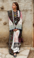 Embroidered Front Center Panel (Dobby) 0.66 Meter Embroidered Front Side Panels (Dobby) 0.42 Meter Digital Printed Back (Pima Lawn) 1 Meter Embroidered Neck Patch (Pima Lawn) 1 Piece Embroidered Sleeves (Dobby) 1.32 Meters Embroidered Intersection Patti (Pima Lawn) 4.25 Meters Embroidered Hem Border 1 (Pima Lawn) 1 Meter Embroidered Hem Border 2 (Satin) 1 Meter Embroidered Dopatta (Swiss Voile) 2.25 Meters Digital Printed Dopatta Four Side Patti (Voile) 7.15 Meters Dyed Trouser (Cambric) 2.5 Meters