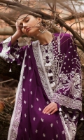 Embroidered Front (Pima Lawn) 0.66 Meter Embroidered Front Left+Right Side Extention (Pima Lawn) 0.33 Meter Embroidered Back Center Panel (Pima Lawn) 0.33 Meter Dyed Back Left+Right Side Extention (Pima Lawn) 0.66 Meter Embroidered Sleeves (Pima Lawn) 0.66 Meter Embroidered Front HEM Border (Pima Lawn) 1 Piece Embroidered Sleeve + Back HEM Border (Pima Lawn) 2 Meters Embroidered Dopatta (Swiss Voile) 2.5 Meters Embroidered Dopatta Pallu Patti (Swiss Voile) 2 Meters Dyed Trouser (Cambric) 2.5 Meters