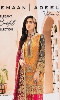 Chiffon Embroidered Front with Handwork Chiffon Embroidered Back Chiffon Embroidered Sleeves with Handwork Chiffon Embroidered Dupatta with Diamantes Organza Embroidered Front, Back, Bazu Border With Handwork Embroidered Silk Gharara Organza Embroidered Gharara Border