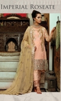 Embroidered chiffon front with sequence – 1 yard Chiffon back– 1 yard Embroidered chiffon sleeves with sequence – 0.75 yard Embroidered organza front and back border with sequence and cutwork – 2 yard Embroidered chiffon dupatta with sequence –2.75 yard Raw silk trouser– 2.5 yard