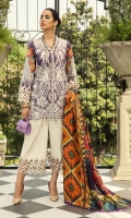 Shirt Front Embroidered on Lawn 1 Piece Shirt Back and Sleeves Digital Printed On Lawn 1 Piece Sleeves embroided border on organza Trouser embroided border on organza Daaman Embroidered Border On Organza  1 Piece Digital Printed Medium Silk Duppata 2.5 Meters Dyed Cambric Trouser  2.5 Meters