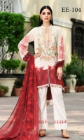 Viscose Embroidered & Printed Shirt  Chiffon Dupatta  Dyed Trouser  Embroidered Neckline