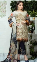 Airjet Lawn Embroidered Front  Printed Back & Sleeves  Printed Bamber Chiffon Dupatta  Dyed Trouser