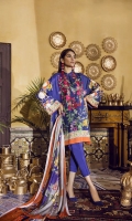 Printed Lawn Shirt 2.94M Printed Silk Dupatta 2.55M  Dyed Cambric Trouser 2.50M  Embroidered Neck 1