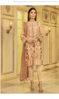 Embroidered Chiffon Front: 1 Yard Embroidered Organza Front Border: 1 Yard Embroidered Chiffon Back: 1 Yard Embroidered Organza Back Border: 1 Yard Embroidered Net Dupatta: 2.5 Yards Embroidered Chiffon Sleeves: 0.75 Yard Embroidered Chiffon Sleeves Border: 1 Yard Embroidered Organza Trouser Border: 1 Yard Raw Silk Trouser: 2.5 Yards