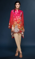 BAN COLLAR LINEN SHIRT PRINTED FRONT PRINTED BACK PRINTED SLEEVES NECK LINE FANCY BUTTONS GOLDEN PEARL DETAILS AT SLEEVES