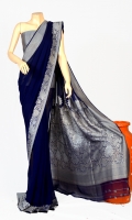 Fabric Saree Maisori Chiffon, Design Flower Zarbaft Style Blouse Zarbafat Zari & Resham Work