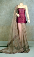 Net Fabric with Motif Embroidery in Resham and Beads Hand Work, Blouse of Zarbafat Zari and Resham Work.