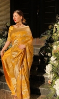 Hand embellished shamoz silk blouse  Hand embellished shamoz silk sleeves  Banarsi saree