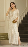 Kaftan sequin chiffon white: Hand embellished sequin chiffon front and back.