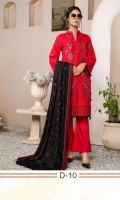 - Embroidered Dhanak Shirt - Embroidered Shawl - Dyed Dhanak Trouser