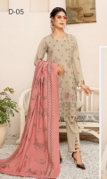 - Embroidered Dhanak Shirt - Embroidered Shawl - Dyed Dhanak Trouser