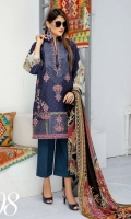 Embroidered Lawn Shirt Printed Chiffon Dupatta Dyed Trouser 