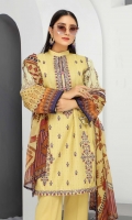 Embroidered Lawn Shirt Printed Chiffon Dupatta Dyed Trouser 