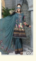 Three pcs embroidered viscose suit with chantelle dupatta